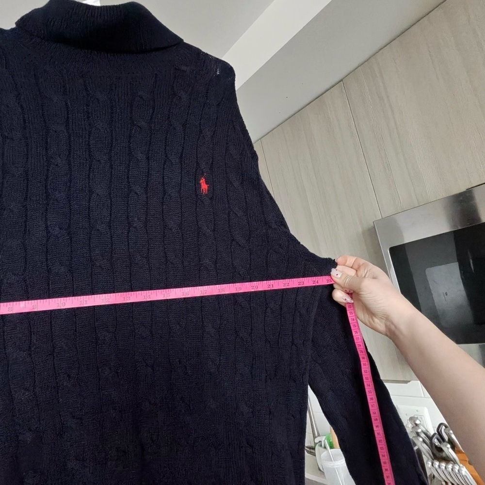 Polo Ralph Lauren Cable Knit Roll Neck Sweater XL Navy Blue [READ] - Picture 13 of 15